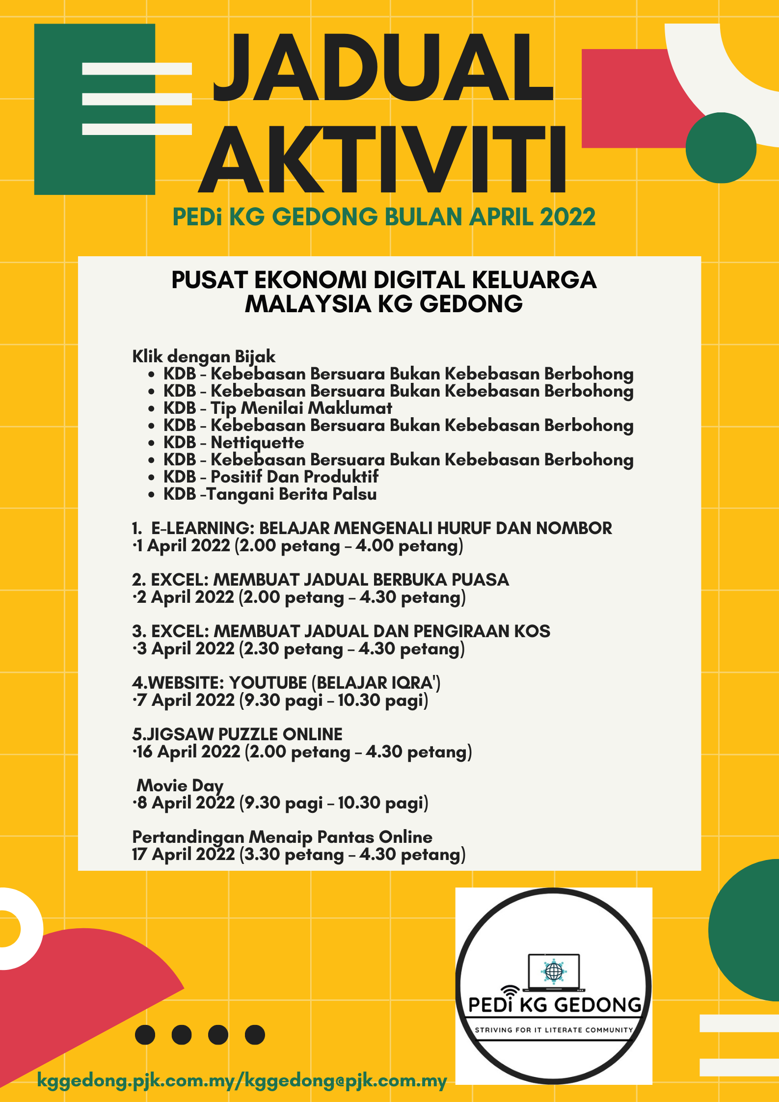 JADUAL APRIL 22